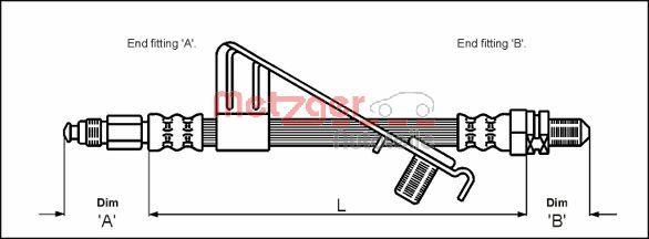 METZGER 4112527 Fékcső, gumifékcső